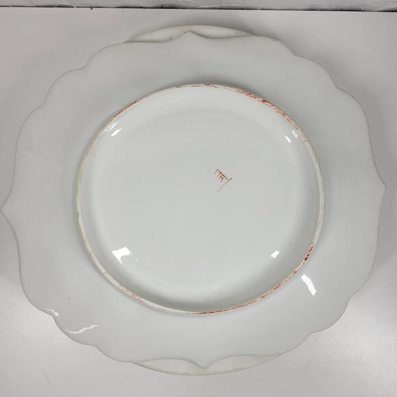 Vintage Italian Serving Platter Scallop Raised 13" White Floral Serving Plate - Picture 2 of 16